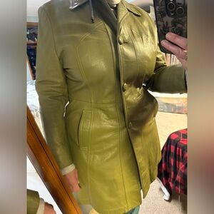 Olive Green Leather Women's Jacket